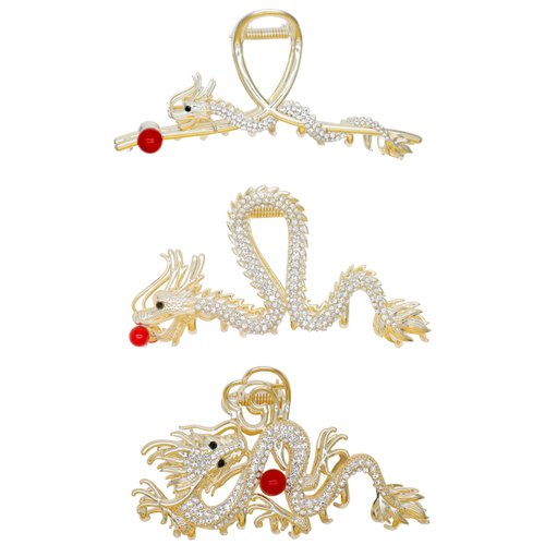 Fashionable Dragon Design Metal Hair Claws 4.7'' Rhinestone Artificial Pearls Hair Clips Non Slip 4.3" Big Hair Claws Clips 4.5'' Women Girls Hair Accessories