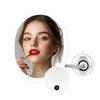 OVENTE 9'' Lighted Wall Mount Makeup Mirror with Mini Magnetic 10X Magnifying Mirror, Rechargeable Vanity Mirror, Touch Screen Dimmable LED Lights, Flexible Gooseneck & Suction Mounting, White MOW22W