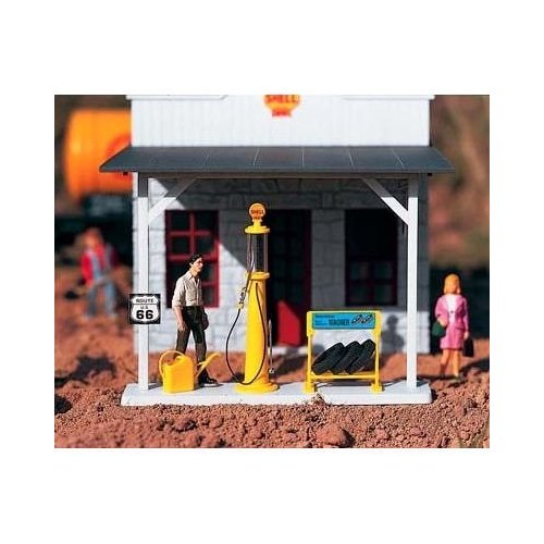 Piko G Scale Model Train Buildings - Shell Gas Pump & Accessories - 62284