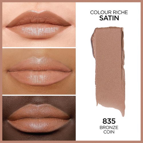 L’Oréal Paris Colour Riche Original Creamy, Hydrating Satin Lipstick with Argan Oil and Vitamin E, Bronze Coin , 1 Count