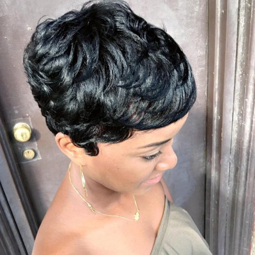 BingSing Human Hair Short Wigs for Black Women Natural Black Pixie Cut Wig Short Human Hair Wigs ...