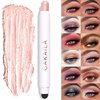 LOKFAR Cream Eye-Shadow Stick, Waterproof Cream Eyeshadow Pen Rotatable Creamy Eye Shadow Pencil Crayon, Matte and Shimmer Eyeshadow Makeup Stick with Sponge Smudger (08# Rose Gold Shimmer)