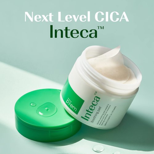 MAKEPREM INTECA Intensive Soothing CICA Facial Toner Pads 70 Unbleached 100% Cotton PHA Mild Exfoliating Vegan 6oz Serum Nano-Sized Centella Instant Calming Effect Acne-Prone Irritated Sensitive Skin