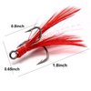 Fishing Round Bend Treble Hooks Black Nickel Hooks with Feather Dressed Fish Baits Tackle Accessory Size 6 50pcs
