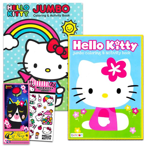 HUB Studios Hello Kitty Coloring Book and Stickers Super Set~ Hello Kitty Coloring Book with Hello Kitty Stickers & Specialty Door Hanger
