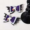 Glitter Halloween Hair Bow 4in Purple Ghost Costume Hair Clips Barrette Alligator Hairpins for Girls Toddler Teens Kids Halloween Dress Outfit Decor Accessories Trick or Treat Gift