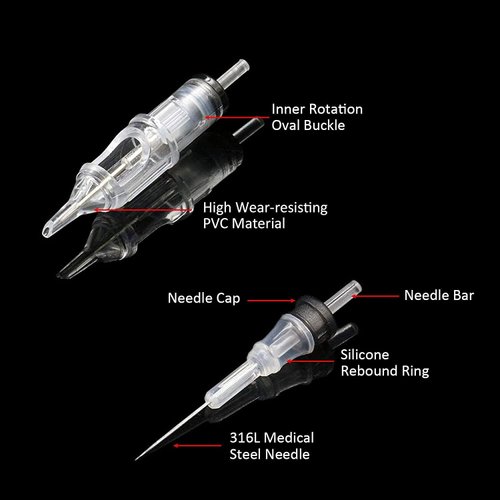 Emalla Tattoo Cartridge Needles - 60Pcs Mixed Size #10 3RL 5RL 7RL 9RL 11RL 14RL #12 5M1 7M1 9M1 11M1 13M1 15M1 Round Line Single Magnum Tattoo Machine Needle Standard Cartridge Needles for Tattoo Kit