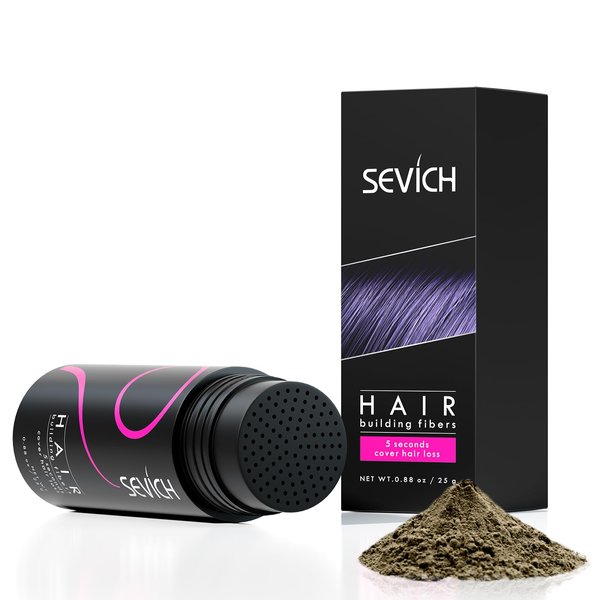 SEVICH Hair Fibers for Thinning Hair, Hair Building Fibers Instantly Thicker & Fuller Look,Hair Powder for Men & Women 25g Light Brown