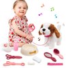 Arkyomi Walking Dog Toy with Remote Control Interactive Dog Toy Leash Plush Pets Puppy Doy Toy with Walking Barking Singing Shaking Tail Pretend Dress Up Dog for Boys & Girls