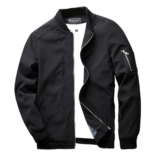 URBANFIND Men's Slim Fit Lightweight Sportswear Jacket Casual Bomber Jacket US S Black