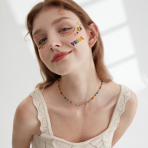10 Sheets Face Tattoos Rainbow Temporary Tattoos Butterfly Flag Heart Rainbow Stickers Facial Mak...