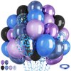Black Purple Blue Balloon, 60 PCS Outer Space Balloons, Metallic Navy Blue Purple Black Balloons Pearl Purple Blue Confetti Latex Balloons for Kids Boys Astronaut Space Birthday Party Decorations