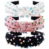 ACO-UINT 3 Pack Non-Slip Knotted Pearl Headbands for Women, Wide Hair Accessories, 3 Count