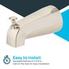 EZ-FLO 5-3/8 Inch Zinc Bath Tub Diverter Spout, 1/2 Inch IPS Pipe, Brushed Nickel, 15080