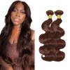 30 30 inch Chocolate Brown Bundles Color #4 Human Hair Bundles Same Length 2 Bundles Dark Brown Body Wave Bundles Human Hair Extensions