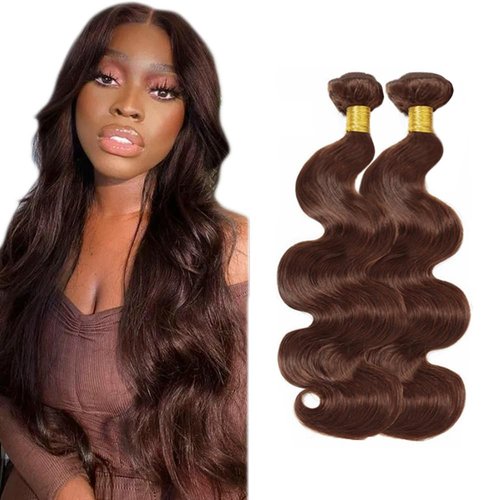 30 30 inch Chocolate Brown Bundles Color #4 Human Hair Bundles Same Length 2 Bundles Dark Brown Body Wave Bundles Human Hair Extensions