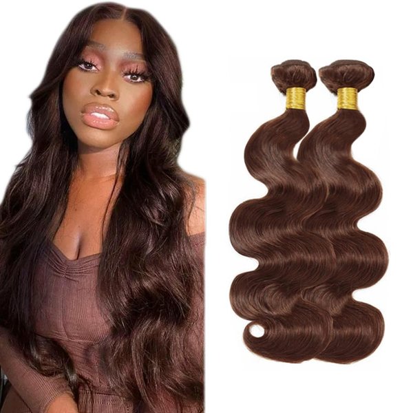 30 30 inch Chocolate Brown Bundles Color #4 Human Hair Bundles Same Length 2 Bundles Dark Brown Body Wave Bundles Human Hair Extensions