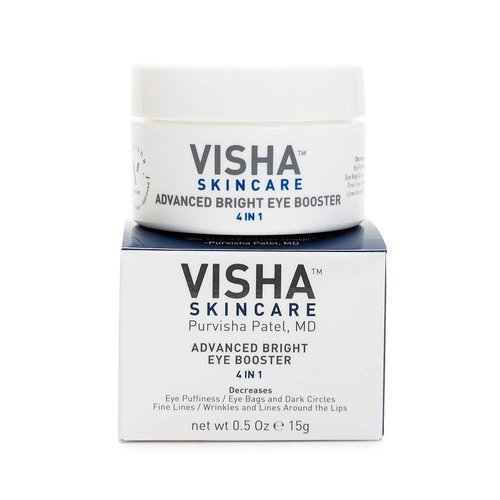 Visha Skincare Advanced Bright Eye Booster 4 in 1 Cream, Under Eye Cream for Dark Circles and Puffiness, Decreases Wrinkles and Lines Around Eyes and Lips, Reduces Overall Eye Puffiness 0.5oz