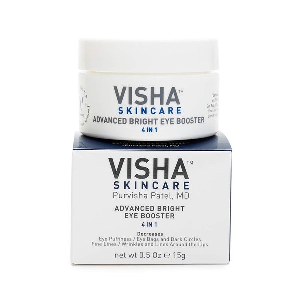 Visha Skincare Advanced Bright Eye Booster 4 in 1 Cream, Under Eye Cream for Dark Circles and Puffiness, Decreases Wrinkles and Lines Around Eyes and Lips, Reduces Overall Eye Puffiness 0.5oz