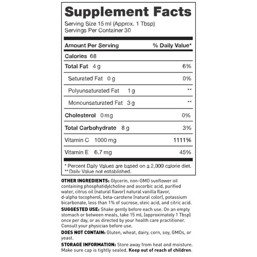 Liposomal Vitamin C Liquid 1000 mg Dr. Amy Myers, Month Supply - High Absorption VIT C, Ascorbic Acid - Antioxidant Supplement Supports Immune System & Boosts Collagen Production, Non-GMO - 16 Fl Oz
