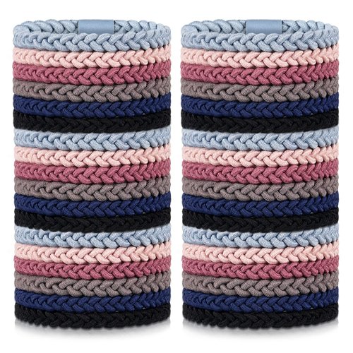 Braided Hair Accessories 48 Elastic Ponytail Holders, Soft Rubber Bands, and Hair Ties for Women and Girls Christmas Gift