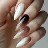 RTKHFZE Almond Shape Press on Nails Long Stiletto Press On False Nails Brown Glitter Fake Nails with Gradient Designs Full Cover Acrylic Nails Stick on Nails for Women Manicure