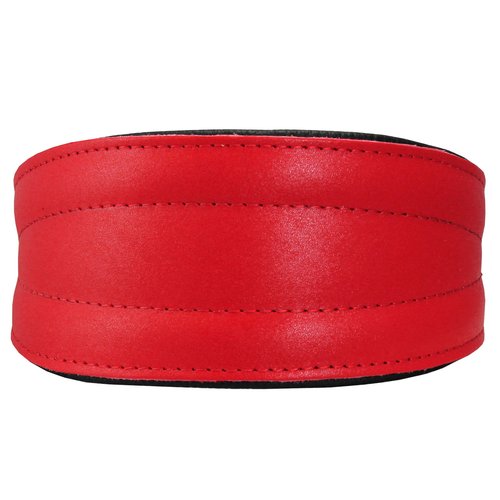 Dogs My Love Real Leather Extra Wide Padded Tapered Dog Collar (13.25"-15.25" Neck; 2.5" Wide, Red)