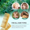 MoyRetty 2 Pieces Bamboo Hair Comb Wide Tooth Brush Handmade of Natural Bamboo Wood Anti-Static For Detangling and Styling Wet or Dry Curly Thick Wavy or Straight Hair For Men or Women