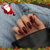 More Burgundy Press on Nails Medium Almond Fake Nails Press on Acrylic Nails Set,KQueenest Dark Red Stiletto Nails Glue on Nails Medium Length Gel False Nails Short Almond Nails UV Coating in 24PCS