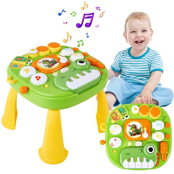 Metyniete Baby Toys for 6-12 Months Toddler Activity Table for 1 Year Old Learning Musical Table Toys for 1 2 3 Year Old Boys Girls Baby Piano Toy