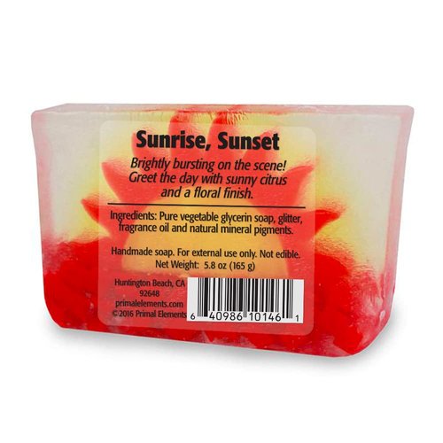 Primal Elements Glycerin Bar Soap | Helps All Skin Types, Sensitive, Oily & Dry Skin | NO PARABENS, VEGAN, GLUTEN FREE, 100% VEGETABLE BASE - (Sunrise Sunset)