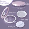 OIIKI 2 Packs Loose Powder Compact Containers, 3g Refillable Container with Powder Puff, Mirror, Net, Spoon, DIY Makeup Powder Cases Portable Powder Compact Boxes for Daily Use or Travel -Pink, Silver