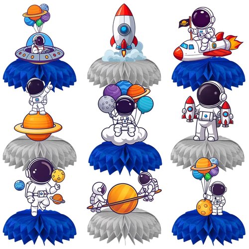 9 Pcs Space Birthday Decorations Space Centerpieces for Tables Space Themed Party Decorations Space Party Favors