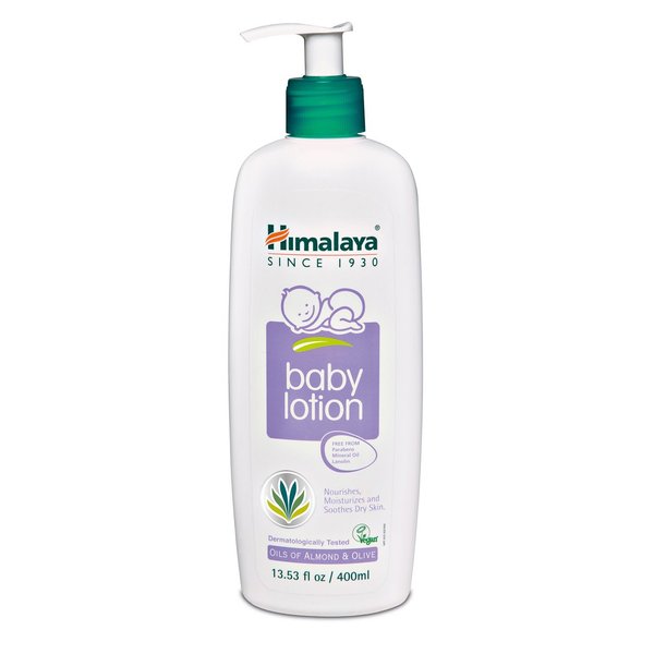 Himalaya Baby Lotion with Olive Oil and Almond Oil, Free from Parabens, Mineral Oil & Lanolin, Dermatologist Tested, 13.53 oz (400 ml)