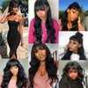 Body Wave Wig With Bangs Hmuan Hair For Black Women None Lace Front Wigs 150% Density Brazilian Virgin Hair Glueless Human Hair With Bangs Natural Color(18inch,Body Wave)