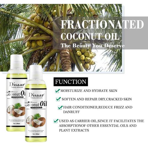 DISAAR Beauty Natural Softening Multi-Purpose Moisturizing Mineral Oil Relive Dry Skin 100ml/3.38fl.oz (Coconut Oil)