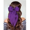 Furling Pompoms Hair Bows for Women - Pack of 2 Purple Hair Bow Clips for Girls Satin Big Bows Long Tail Alligator Clip Ribbon Hair Barrette Hair Accessories for Bridal Bachelorette Party
