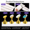 Kalolary 2 Set Acrylic Press on Nail Stand Nail Art Holder Practice Display Stand with Reusable Adhesive Putty, Magnetic Nail Art Tips Holders Training Fingernail DIY for Painting Nails(Gold & Silver)