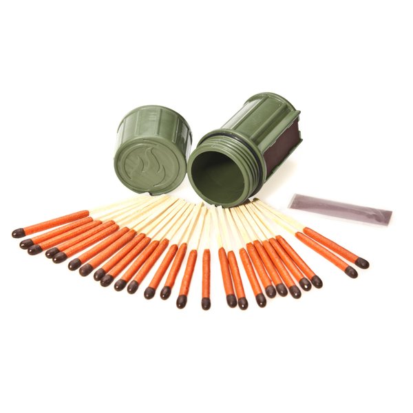 UCO Stormproof Match Kit with Waterproof Case, 25 Stormproof Matches and 3 Strikers - Dark Green
