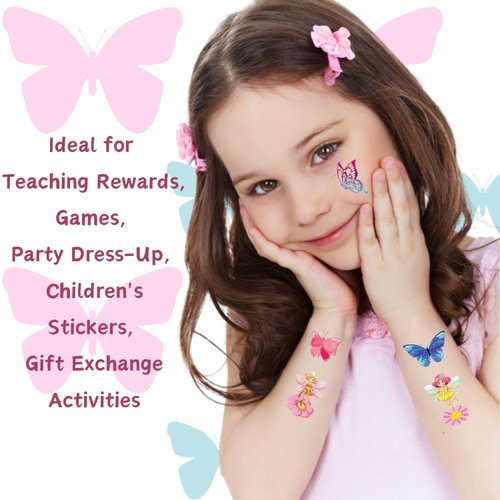 Kid Temporary Tattoos Stickers Christmas Party Favors for Kids 4-8 Kids Fake Tattoos (Butterfly Tattoos-12 piece)