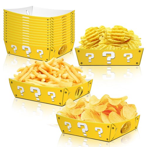 OULUN 12PCS Mario Party Supplies, Super Bros Birthday Party Decorations, Question Mark Golden Par...