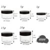 ZEJIA 10pcs Small Travel Containers, Black Sample Containers with Screw Lids, 5 Size 3/5/10/15/20 Gram Sample Jars with 12pcs Labels and 2pcs Mini Disposable Spatula, Makeup Sample Containers BPA Free