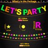 52 Pack Glow Neon Party Supplies Glow Party Decorations Neon Birthday Party Supplies Black Light Reactive Decor Set - Fluorescent Banner, Blacklight Garlands, Glow in The Dark Balloons, Luminous Tape