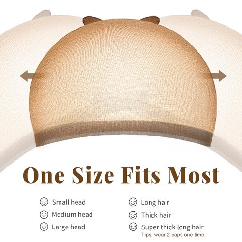 HD Wig Cap, IKOCO 8 Pcs Brown Wig Cap Ultra Thin Wig Cap for Lace Front Wig Nylon Stocking Caps for Wigs Sheer Wig Cap for Women