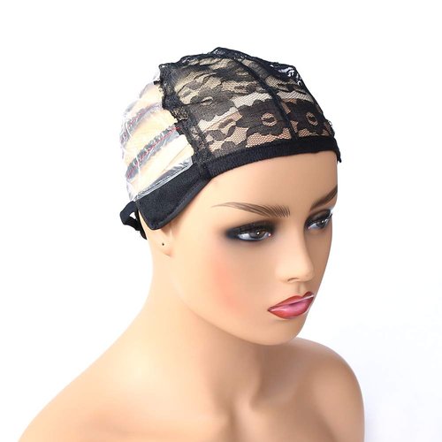 BTWTRY Wig Caps for Wig Making with Adjustable Strap Lace Cap for Women and Girls Black Medium Si...