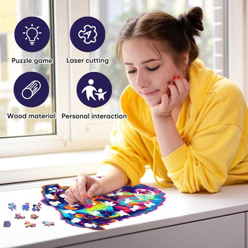 Australian Shepherd Dogs Wooden Puzzle Stained Colorful (9.7 * 11.2in-200pcs) Art Painting Wooden Puzzle for Kids Adults, Birthday Mother's Father's Day Christmas for Dad Mom Son Daughter