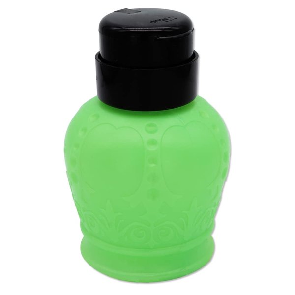 Beauticom 250ml/8oz Opaque Green Crown Shaped Push Down Liquid Dispenser Bottle for Nail Acrylic Acetone Liquid Polish Remover Bottle Tool