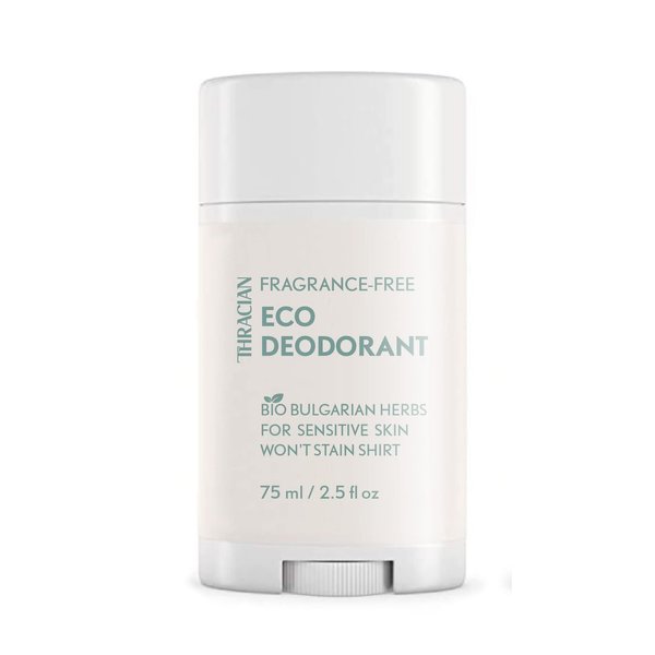 Thracian™ Fragrance-free Eco Deodorant with Zinc Oxide, for Sensitive Skin, Aluminum-Free, Baking Soda-Free, Alcohol-Free, No Added Fragrance, 2.5 Fl Oz