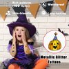 Partywind Metallic Glitter Halloween Temporary Tattoos for Party Decorations, 100 Styles Halloween Tattoo Stickers for Party Supplies Favors, Halloween Kids Treats Goodie Bag Stuffers (6 Sheets)