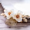 Evild Bride Flower Hair Comb Gold Wedding Headdress Bridal Hair Clips Headpieces Leaf Wedding Hair Accessories for Bride and Bridesmaid